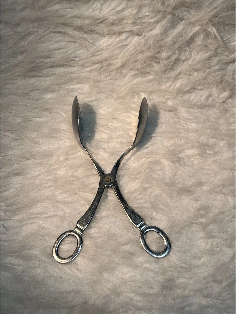 Vintage Silverplate Salad Serving Tongs Scissor Style Spoon Fork Made In Japan